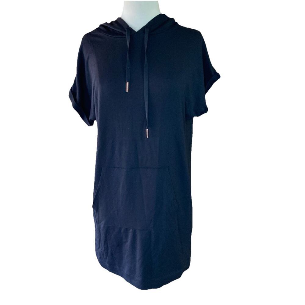 Beyond Yoga‎ Hoodie Tunic Dress Women’s Sz S Black Short Sleeve Cover Up USA